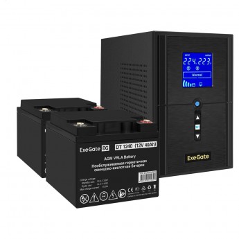 Комплект EXEGATE ИБП EX295988RUS + батарея 40Aч EX282976RUS 2шт Комплект EXEGATE ИБП EX295988RUS + батарея 40Aч EX282976RUS 2шт