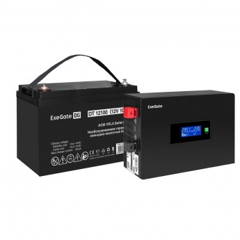 Комплект ИБП EXEGATE IDEALSINE SR-1000.LCD.2SH + батарея 100Aч, 1 шт