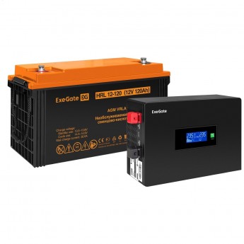 Комплект ИБП EXEGATE IDEALSINE SR-1000.LCD.2SH + батарея 120Aч, 1 шт