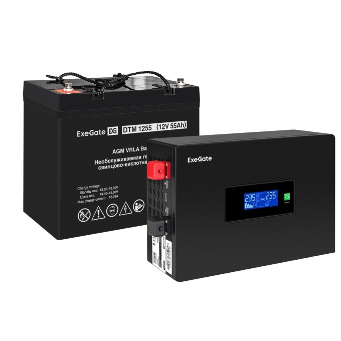 Комплект ИБП EXEGATE IDEALSINE SR-600.LCD.2SH + батарея 55Aч, 1 шт EX297388RUS